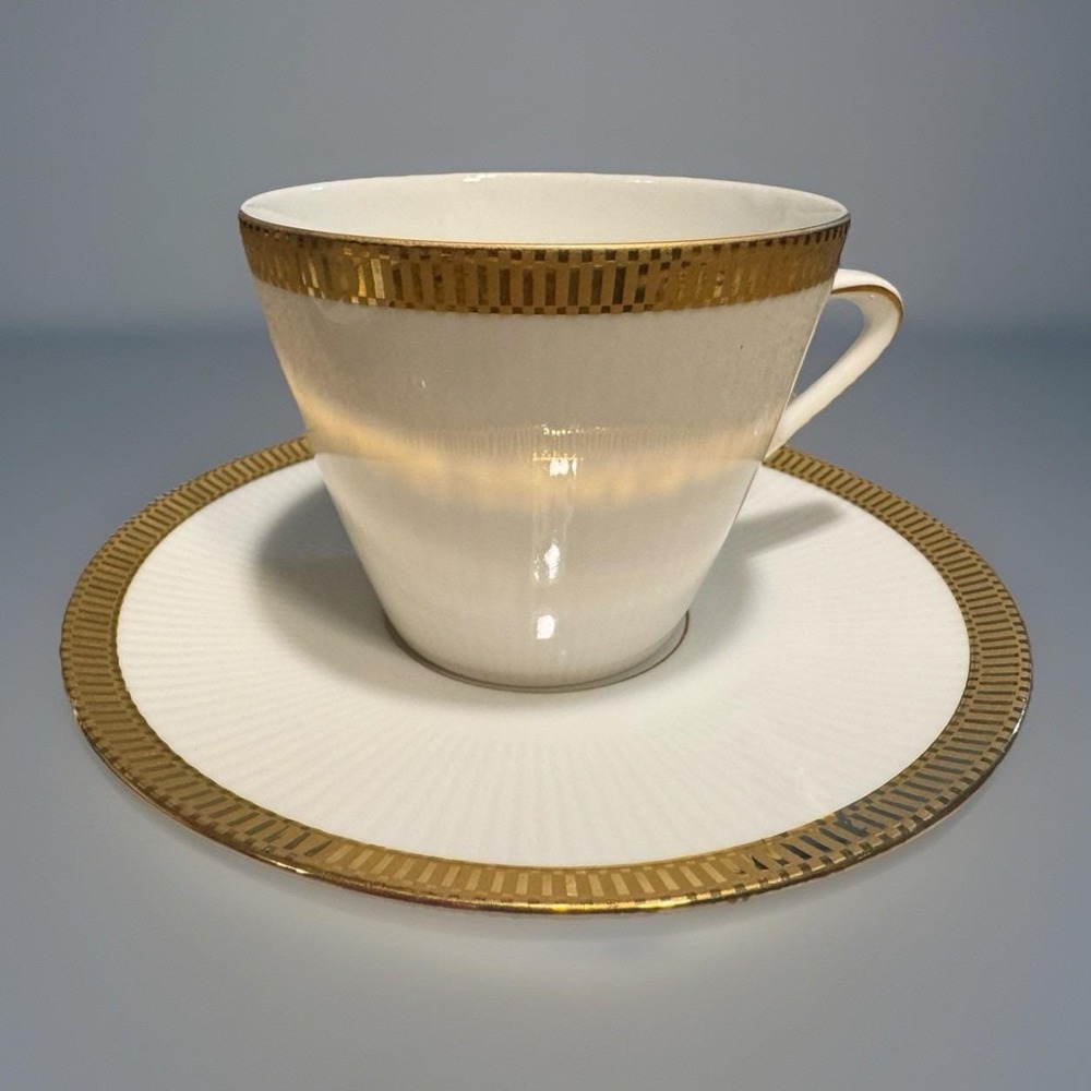 Seltmann Weiden Bavaria Germany Set - Cup And Saucer Gold Trim Teacup MCM 1950s